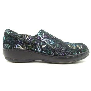 Spring Step Black Iridescent Butterfly Print Skid Resistant Shoes Women's 8.5